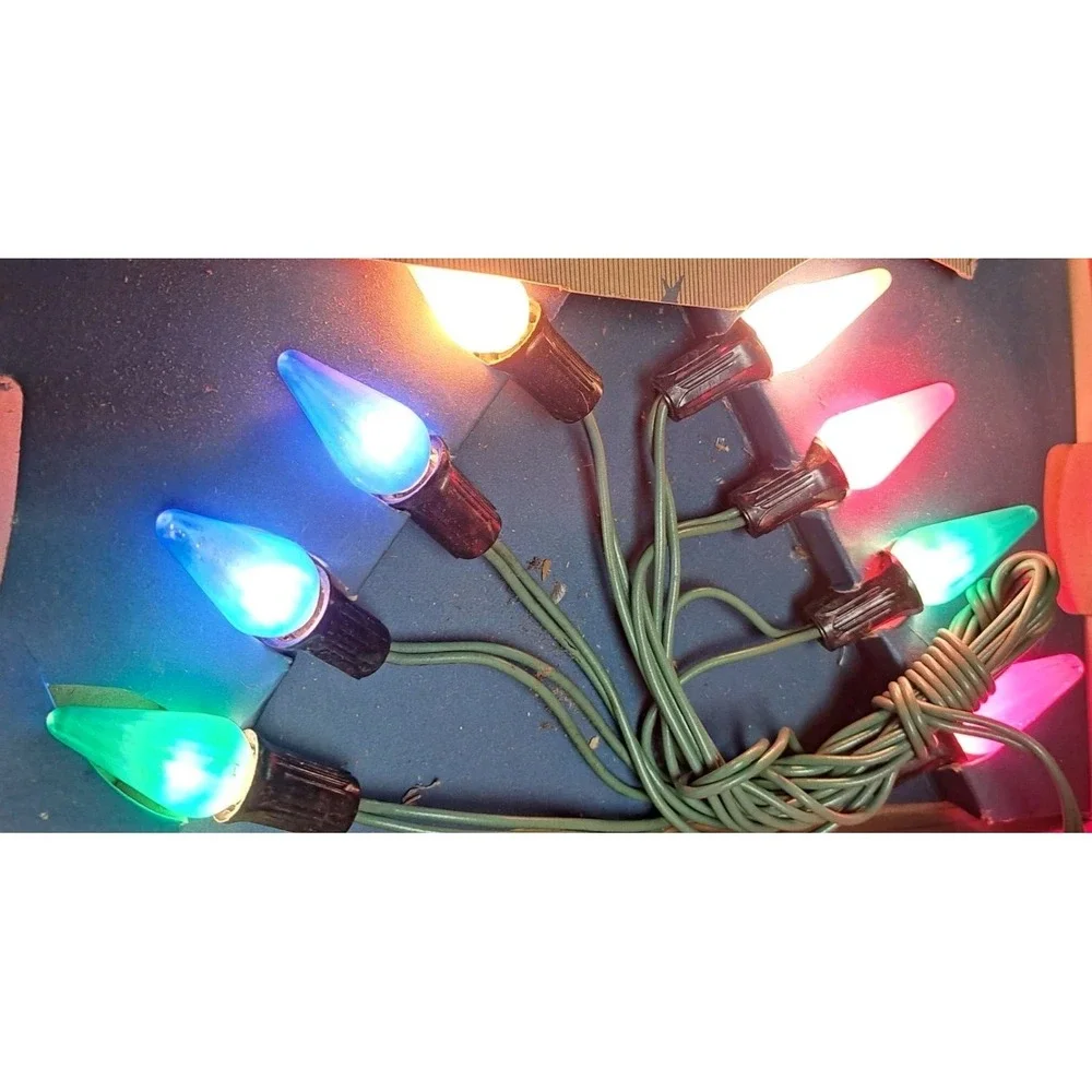 Vtg Aurora Christmas‎ Lights 8 Multicolor Light Set.  Tested And Working